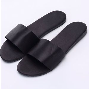 SHEIN // Black Satin Slides